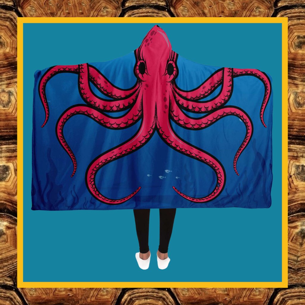 Novelty Ocean scuba hooded blankets for underwater lovers with octopus manta rays