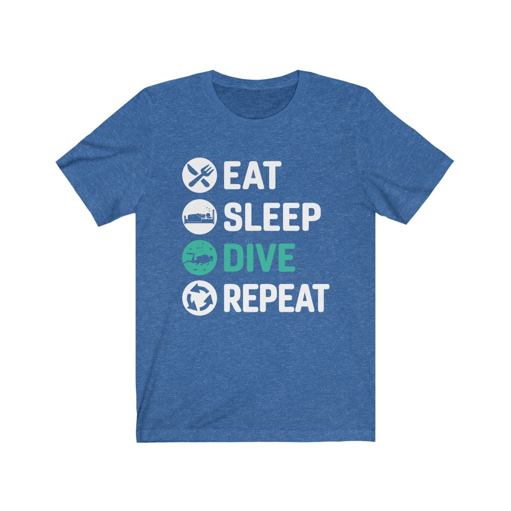 Eat sleep dive repeat blue novelty scuba diving tshirt