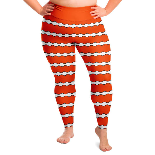 Clownfish leggings / skins - Plus size - front view on model - scuba diving, yoga and more