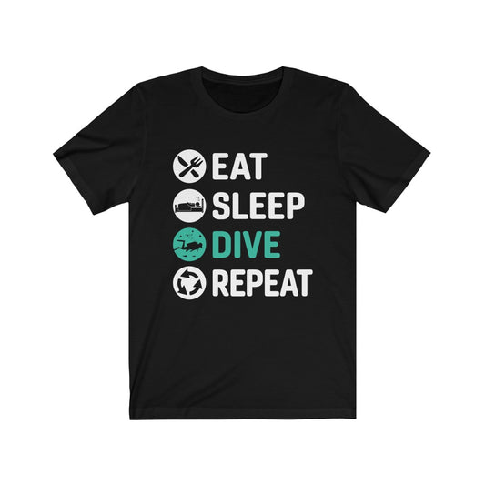 Eat sleep dive repeat novelty scuba diving black tshirt