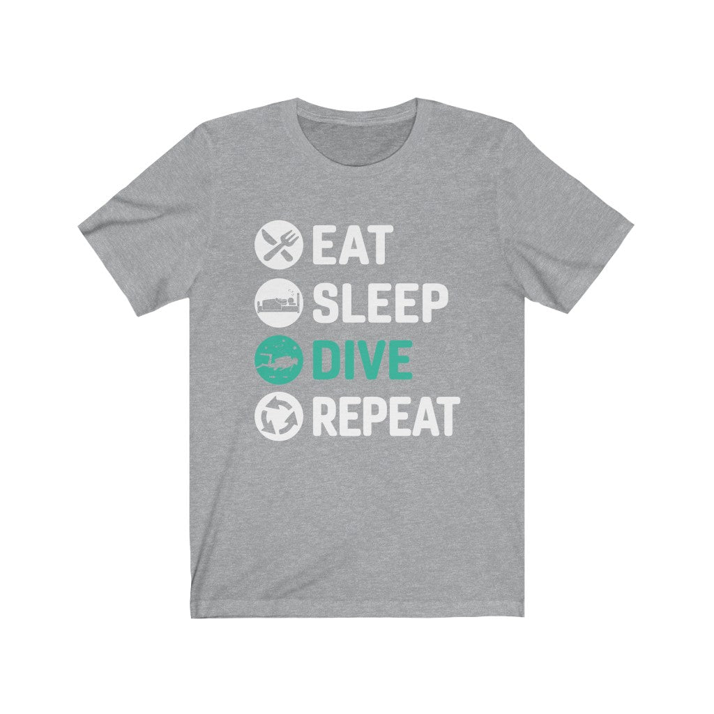 Eat sleep dive repeat fun grey scuba diving t-shirt