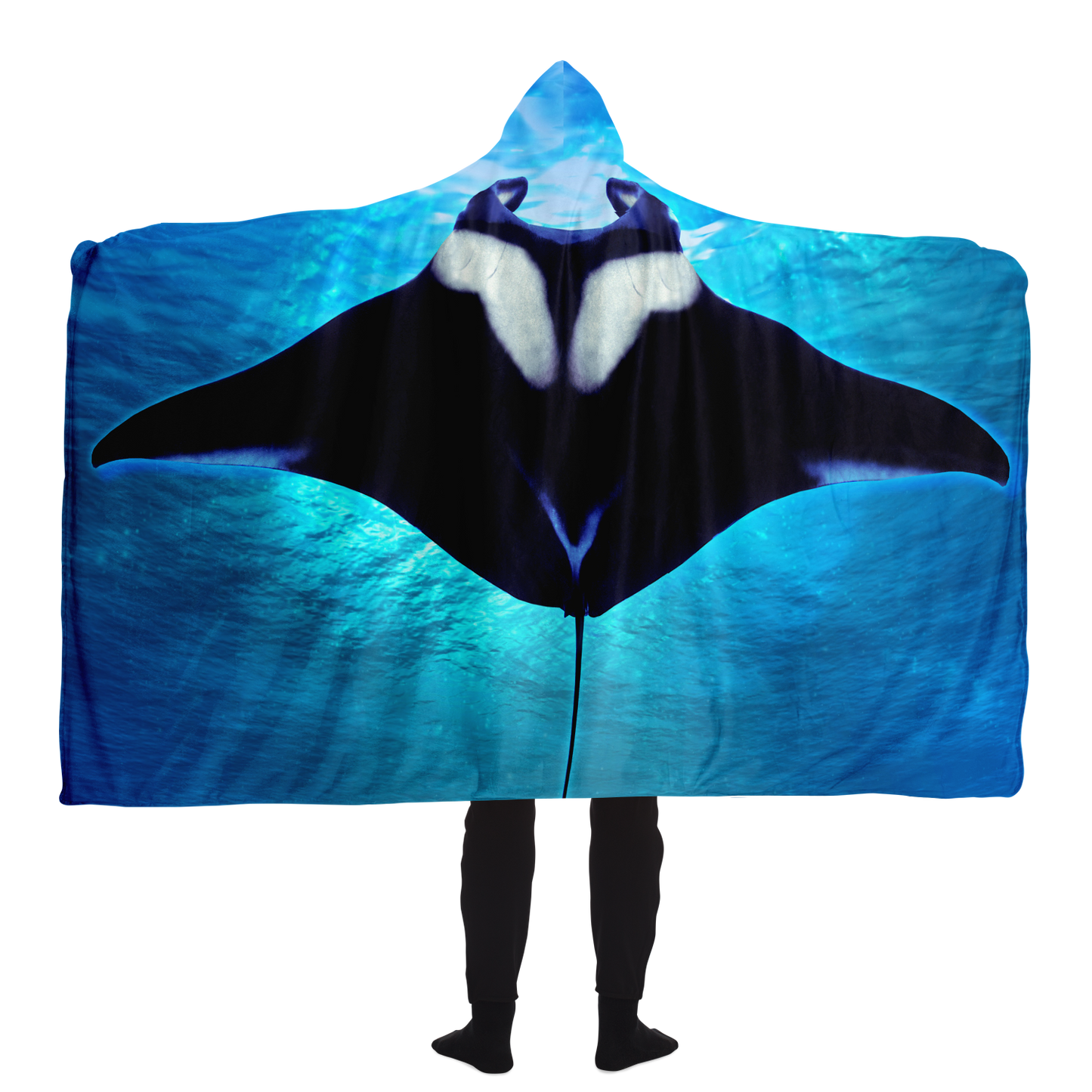 Back of manta ray hooded blanket