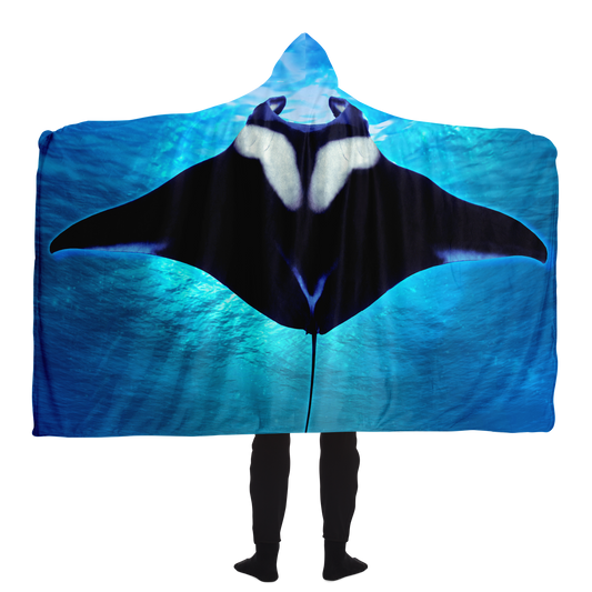 Back of manta ray hooded blanket