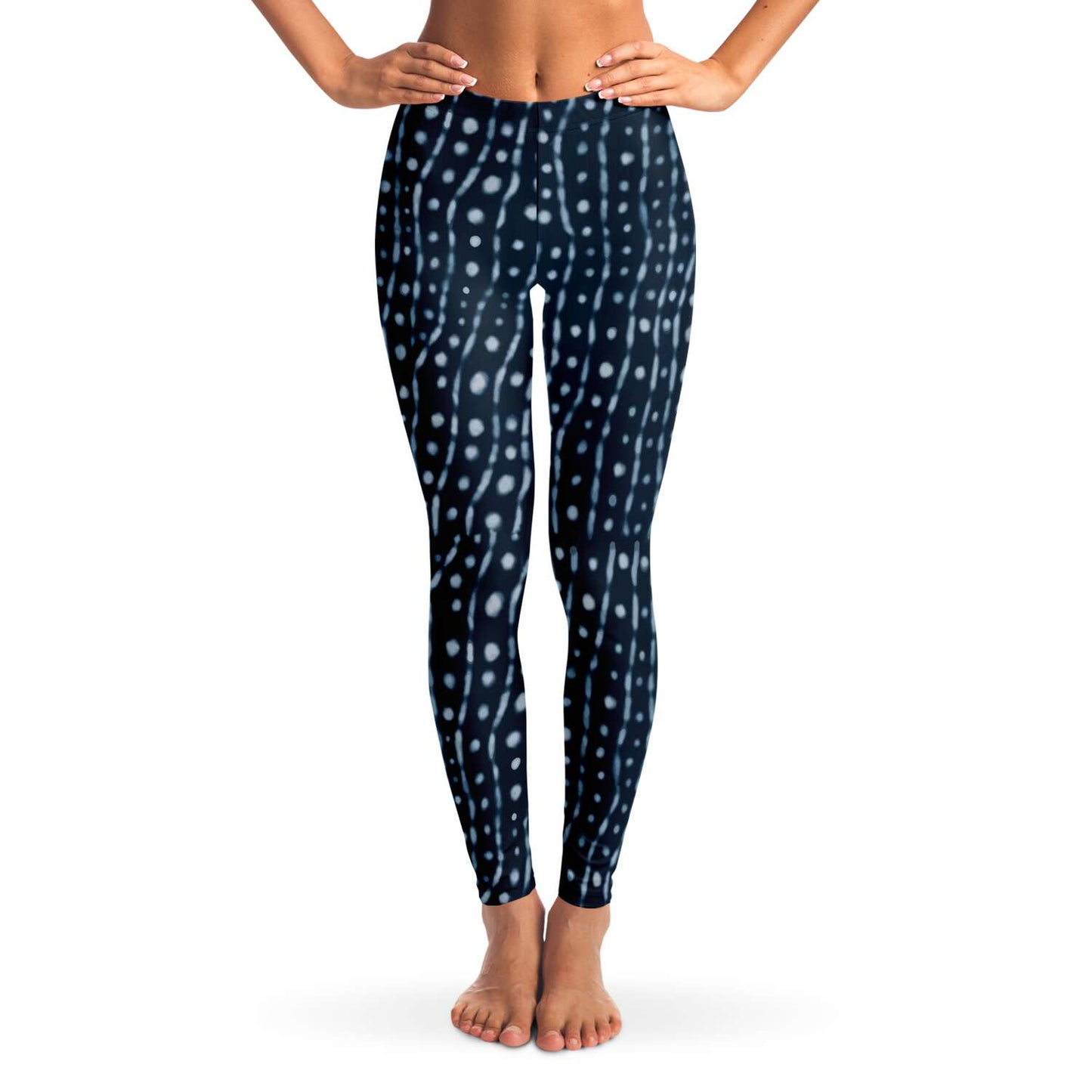 Whale shark leggings front view on model