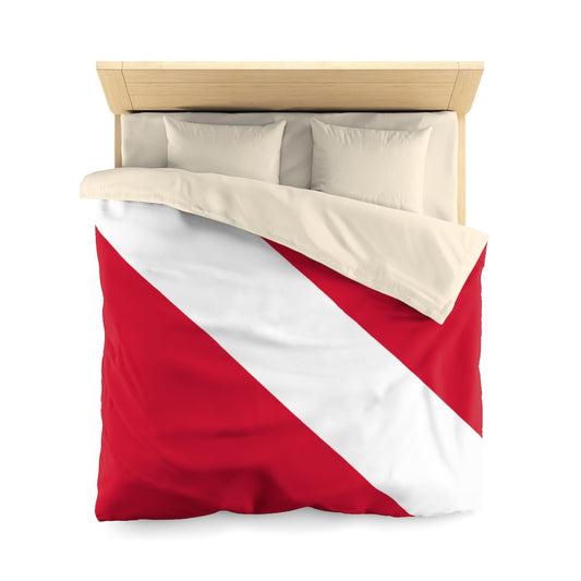 Diver Down Flag Duvet cover on Queen Sized Bed