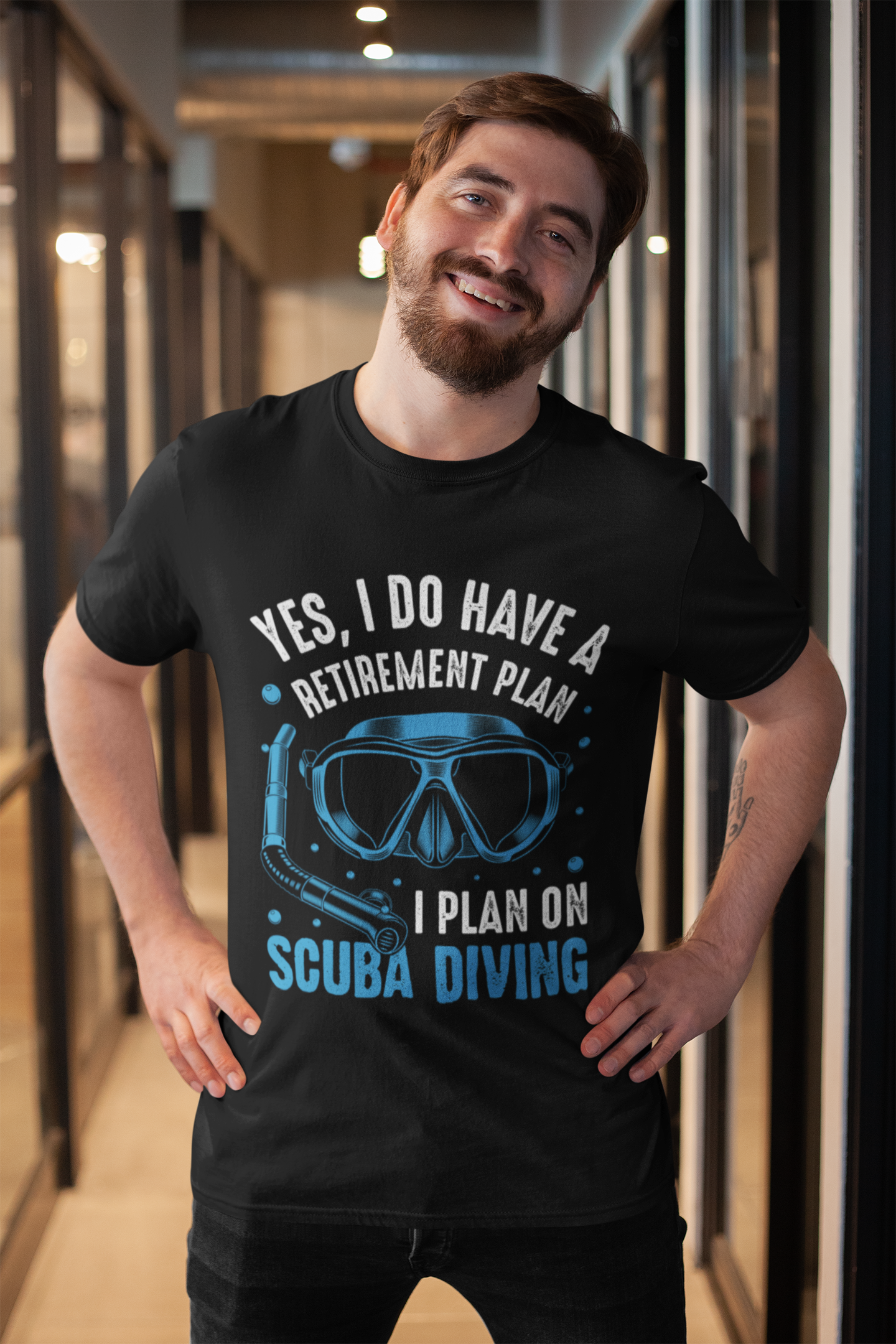 Yes I do have a retirement plan black t-shirt worn by a bearded man