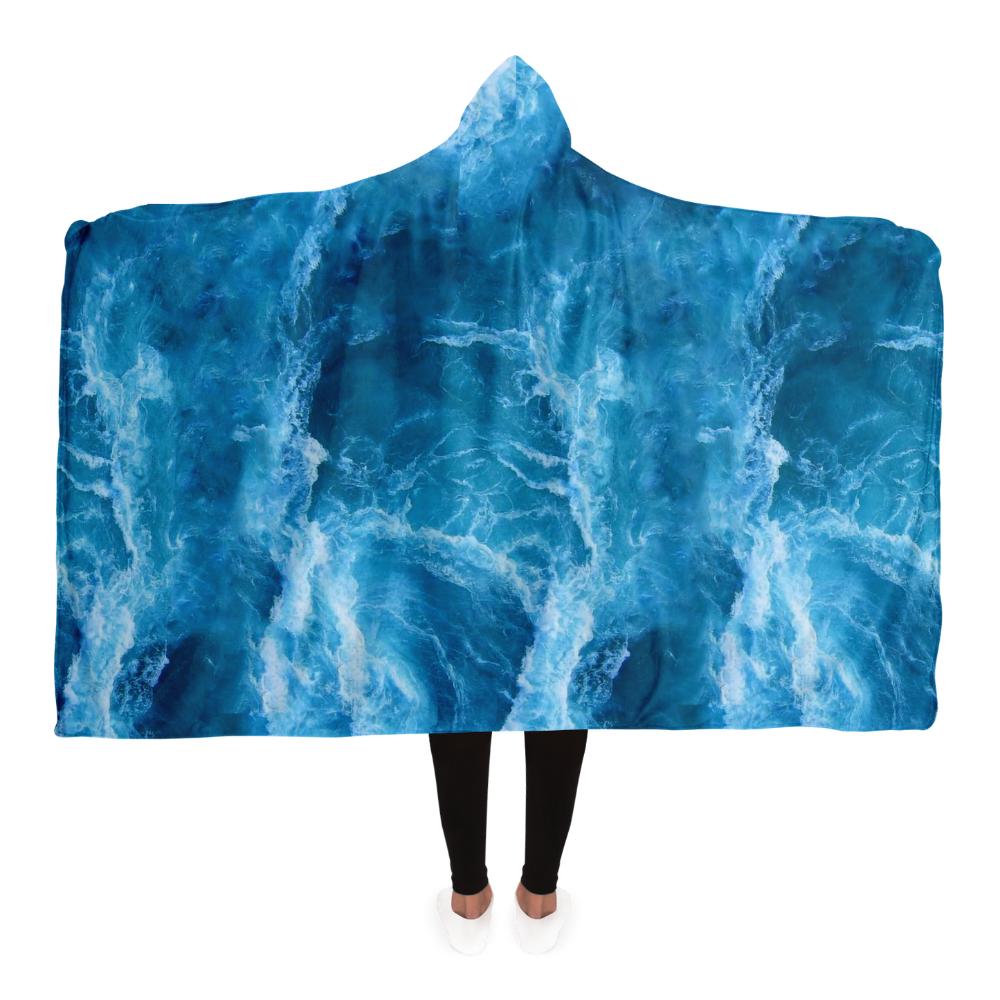 Ocean hooded blanket back view