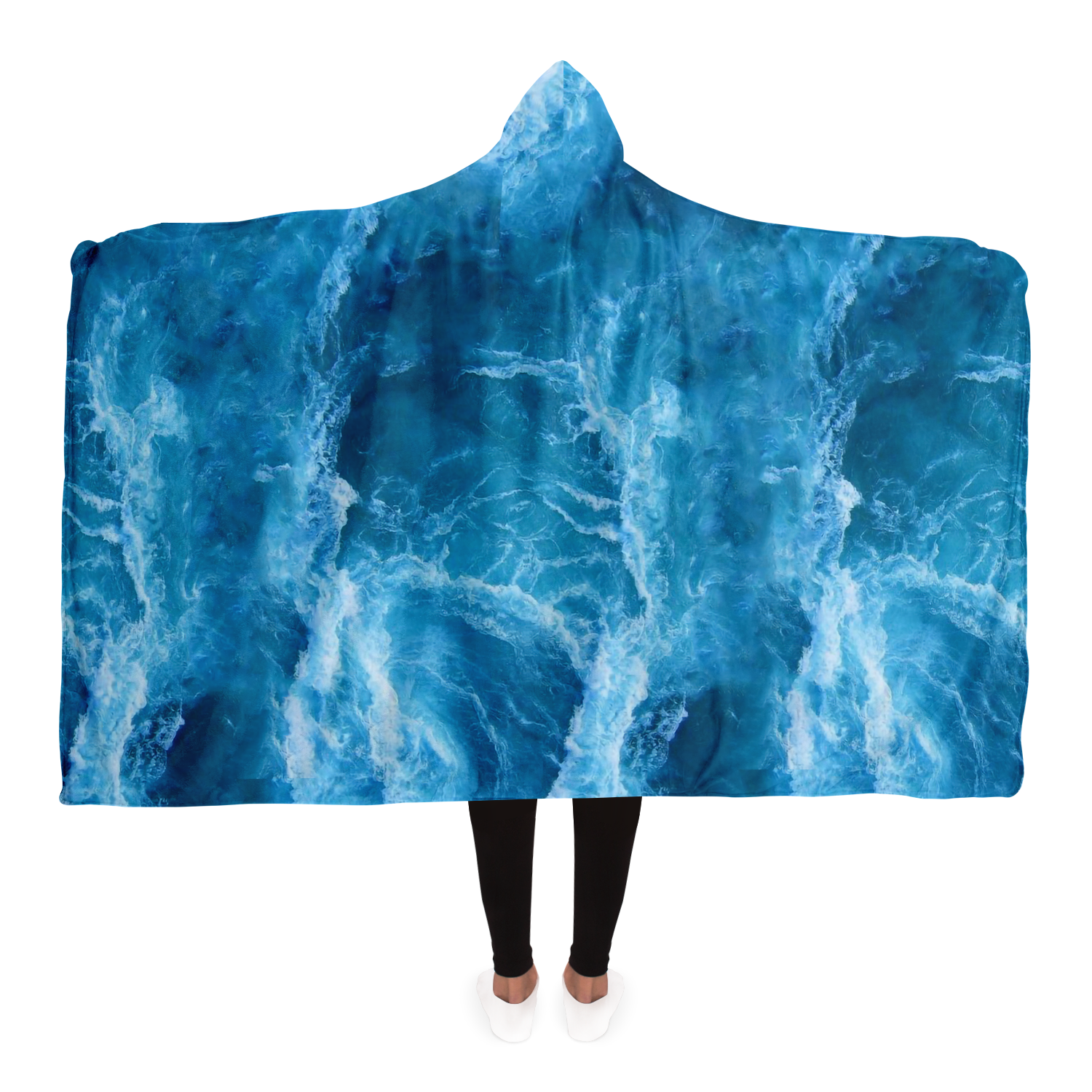 Ocean hooded blanket back view
