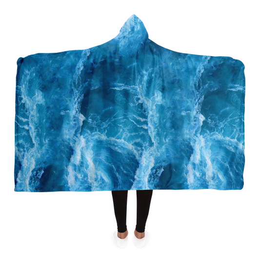 Ocean hooded blanket back view