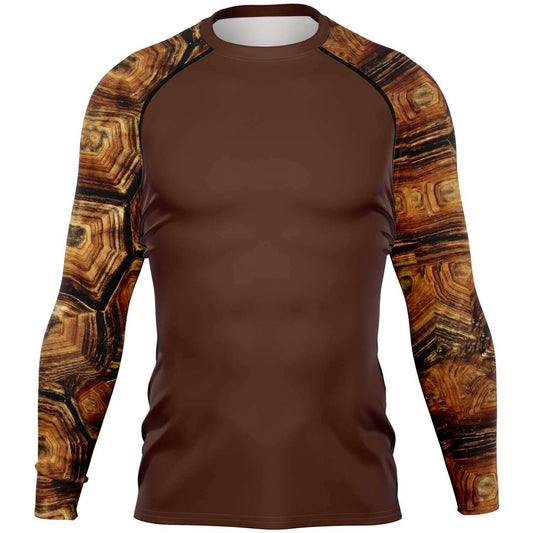 Front view of men’s turtle rash guard for scuba diving, yoga, surfing and more
