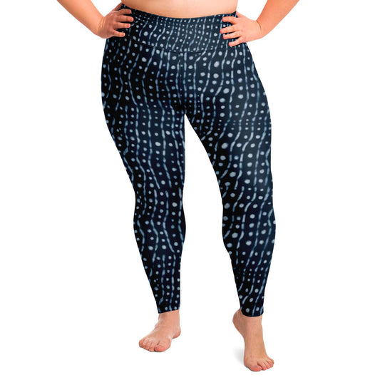 Front view on model of whale shark leggings / skins - plus size for scuba diving, yoga and sports