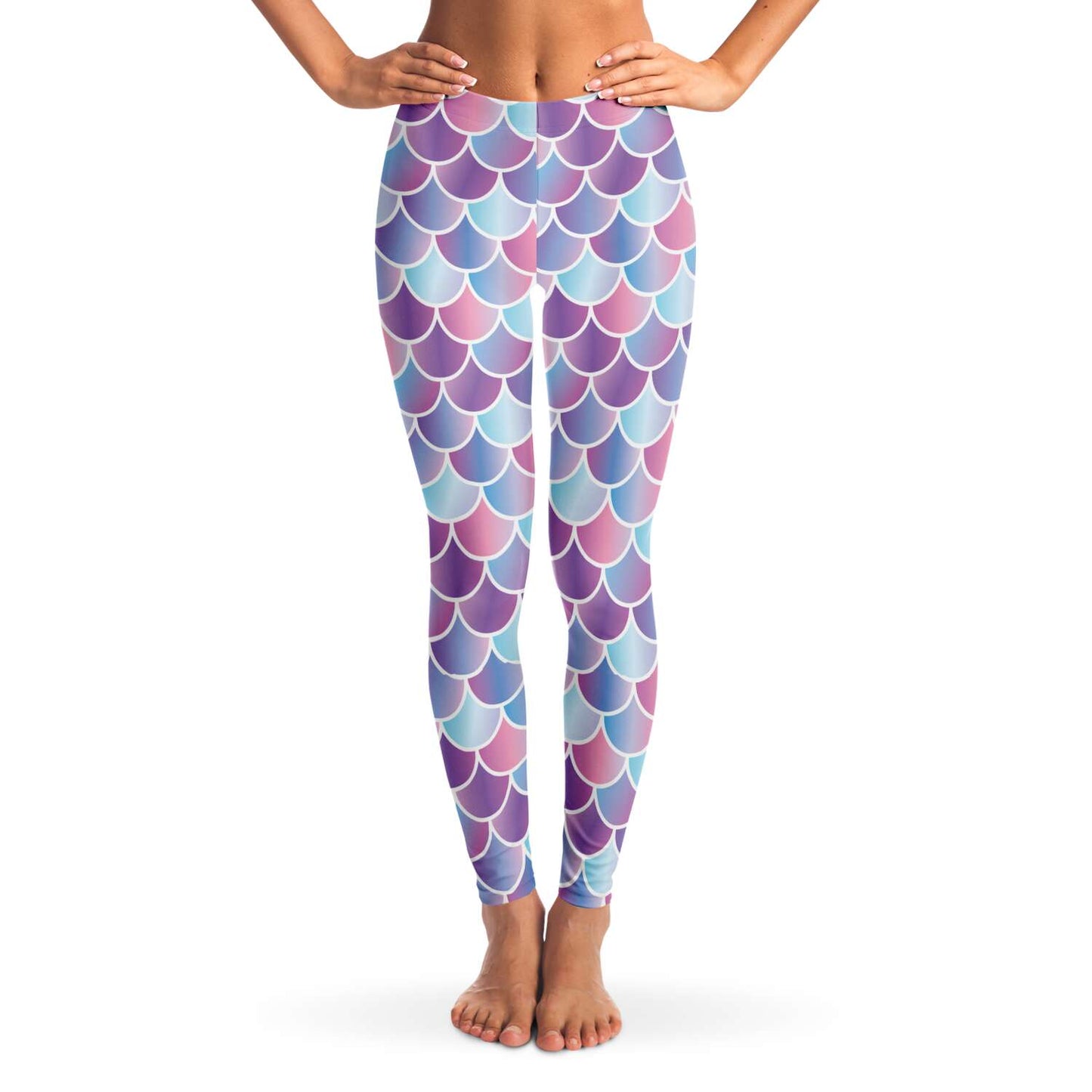 Mermaid / merman leggings front view on model