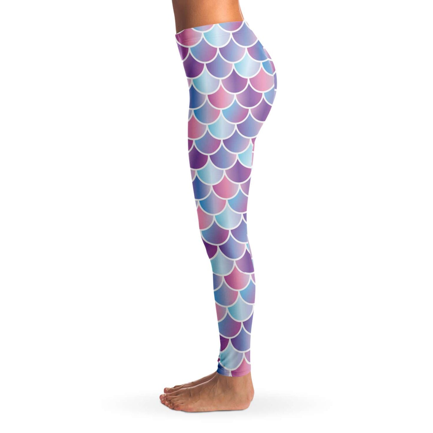 Mermaid / merman left side view leggings on model